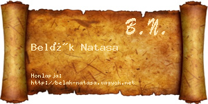 Belák Natasa névjegykártya